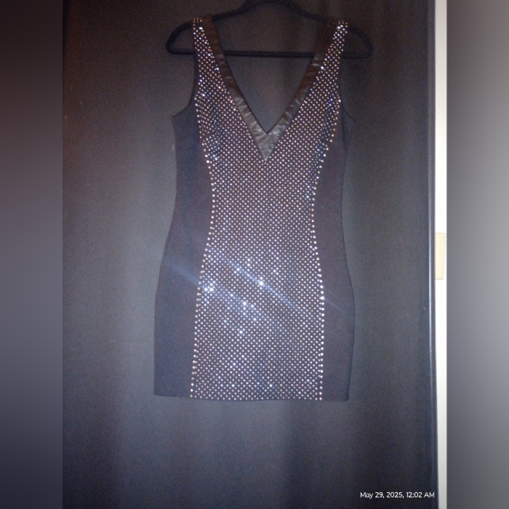 bebe Black Sequin Bodycon Dress for Night Out